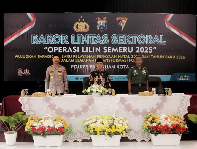 
					Rakor lintas sektoral saat digelar di Gedung Wicaksana Laghawa, Polresta Pasuruan