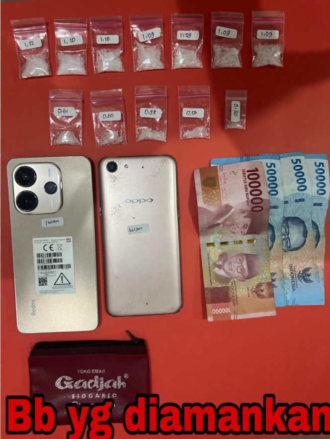 
					Barang bukti yang diamankan oleh petugas Satresnarkoba Polres Pasuruan