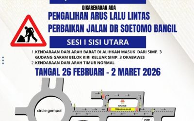 Satlantas Polres Pasuruan Amankan Perbaikan Jalan di Jalur Nasional Bangil