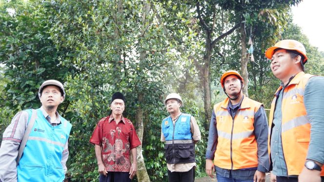 
					Petugas dari PLN UP3 Pasuruan saat meninjau lokasi pemasangan menuju Desa Sedaeng