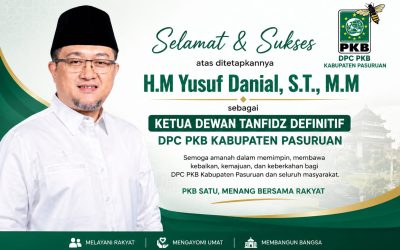 Yusuf Danial Terpilih Sebagai Ketua Dewan Tanfidz DPC PKB Kabupaten Pasuruan Periode 2026-2031