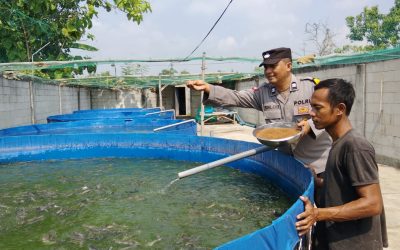 Bhabinkamtibmas Polsek Rembang Pantau Budidaya Lele Milik Warga Bunut