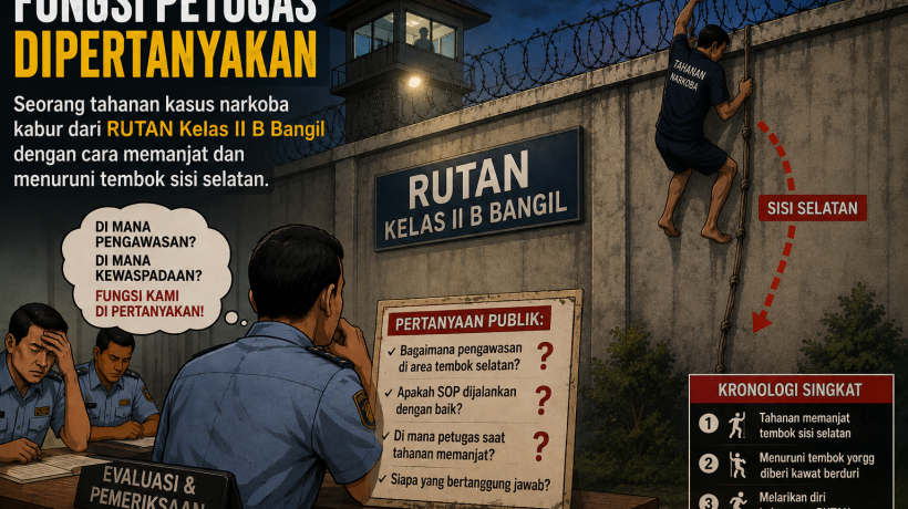 Lagi Lagi Tahanan Rutan Kelas II B Bangil Bisa Kabur. Kinerja Petugas Dipertanyakan