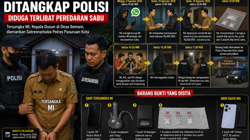 Kepala Dusun Desa Semare Ditangkap Polisi, Diduga Terlibat Peredaran Sabu