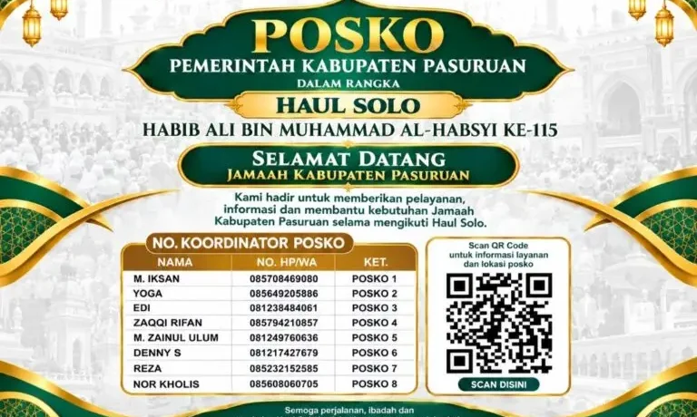 Pemkab Pasuruan Dirikan 8 Posko Pelayanan di Haul ke-115 Habib Ali Al-Habsyi Solo, Siapkan 3 Ambulans Gratis